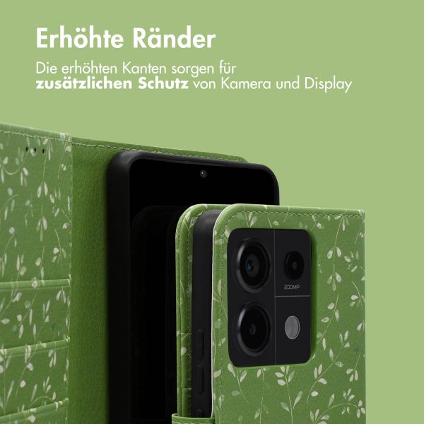 imoshion Design Klapphülle für das Xiaomi Redmi Note 13 Pro (5G) / Poco X6 - Green Flowers