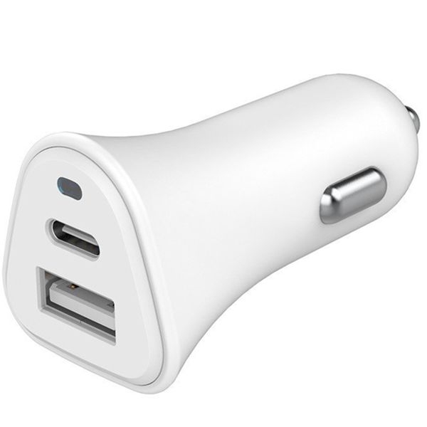 Just Green ﻿Zweifach-Auto-Ladegerät - Recycelbar - Auto-Ladegerät - USB-C & USB-A - Power Delivery - 37 W - Weiß