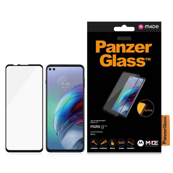 PanzerGlass Case Friendly Displayschutzfolie Motorola Moto G100-Schwarz