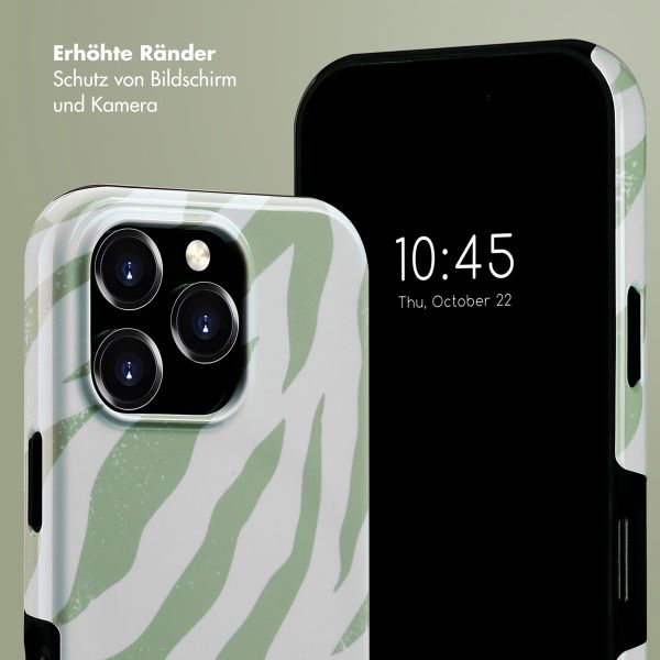 Selencia Vivid Tough Back Cover MagSafe für das iPhone 16 Pro - Colorful Zebra Sage Green