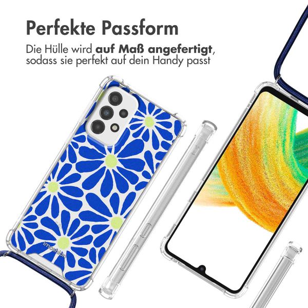 imoshion Design Hülle mit Band Samsung Galaxy A33 - Cobalt Blue Flowers Connect