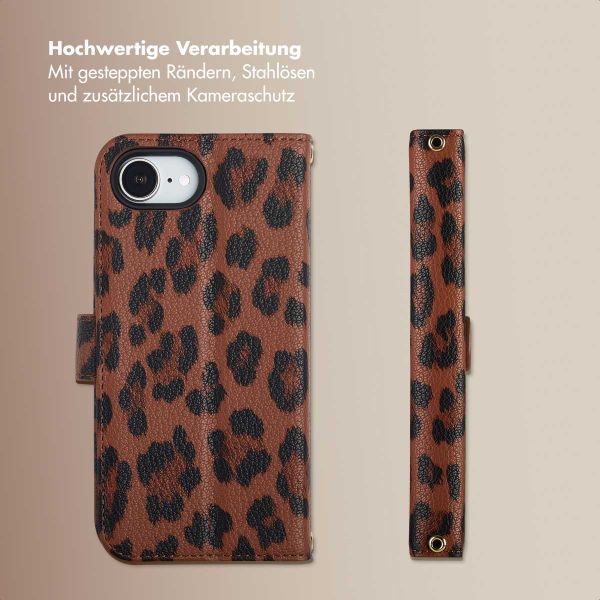 Selencia Sabi Klapphülle mit Leopardenmuster Apple iPhone 16e - Mocha Brown