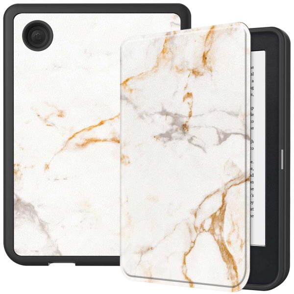 imoshion Design Slim Soft Case Sleepcover für das Kobo Clara 2E / Tolino Shine 4 - White Marble