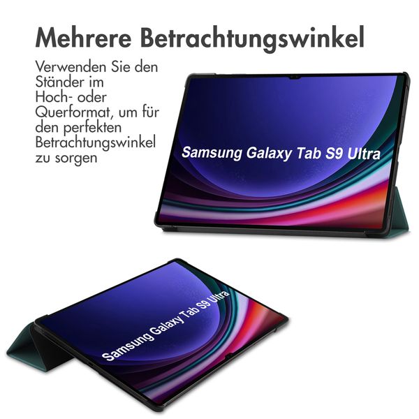 imoshion Trifold Klapphülle für das Samsung Galaxy Tab S10 Ultra / Tab S9 Ultra 14.6 Zoll - Dunkelgrün