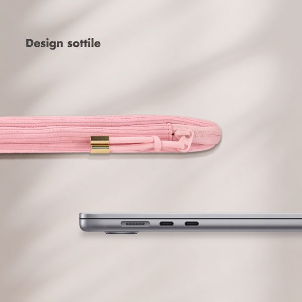 Selencia Cord Laptop Hülle 15-16 Zoll - Laptop Sleeve - Soft Blush