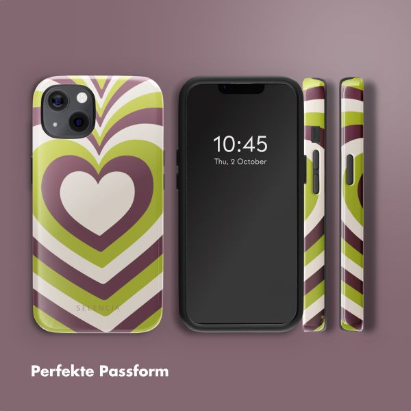 Selencia Vivid Tough Back Cover MagSafe für das iPhone 13 - Double Hearts Plum Fern