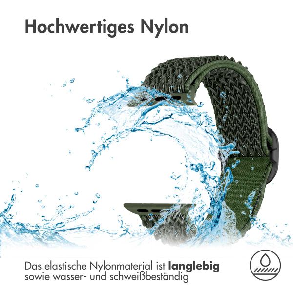 imoshion Elastische Nylonarmband für das Apple Watch Series 1-9 / SE - 38/40/41 mm / Series 10 - 42 mm - Dunkelgrün