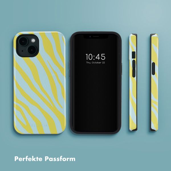 Selencia Vivid Tough Back Cover MagSafe für das iPhone 14 - Zebra Winter Sky Titanium Yellow