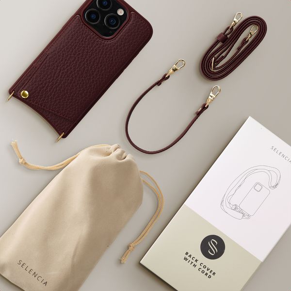 Selencia Nova HandyHülle mit Kordel und Kartenhalter Apple iPhone 16 Pro - Bold Burgundy