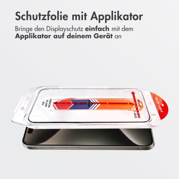 Accezz Gehärteter Glas-Schutz + Applikator Apple iPhone 15 Pro