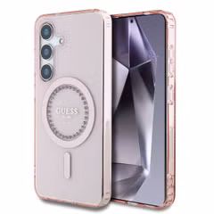 Guess MagSafe IML Strass Hülle Samsung Galaxy S25 - Rosa