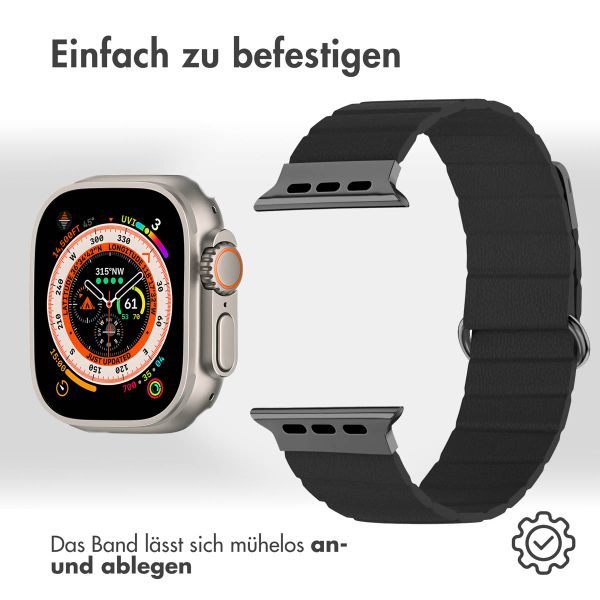 imoshion Magnetlederarmband für Apple Watch Series 1 - 11 / SE / Ultra (44/45/46/49 mm) - Schwarz