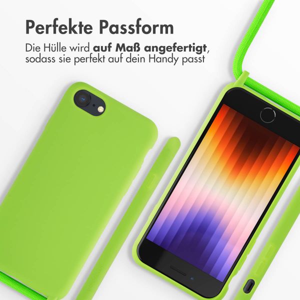 imoshion Silikonhülle mit Band für das iPhone SE (2022 / 2020) / 8 / 7 - Grün fluoreszierend