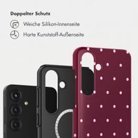 Selencia Vivid Rückabdeckung mit MagSafe Samsung Galaxy S25 - Happy Dots Burgundy