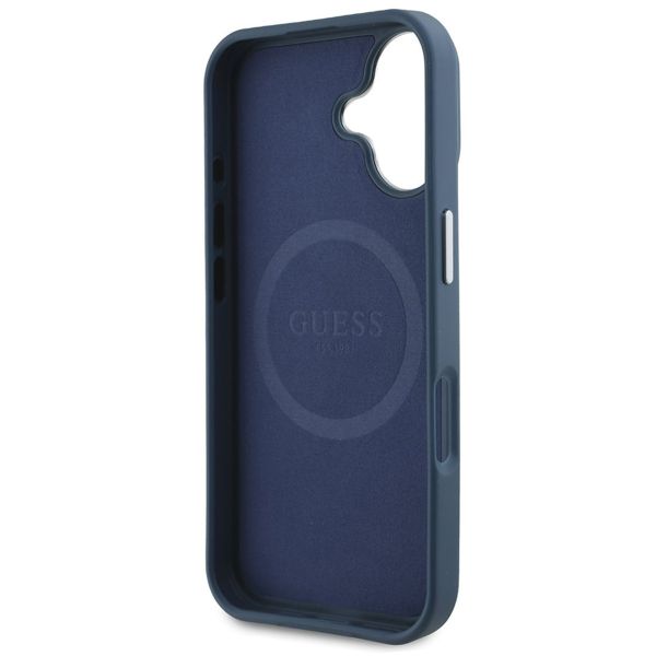 Guess Grained Triangle Case MagSafe für das iPhone 16 - Blue