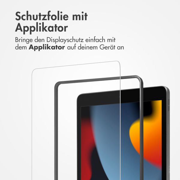 Accezz Schutzfolie aus gehärtetem Glas mit Applikator Apple iPad 9 (2021) 10.2 Zoll / iPad 8 (2020) 10.2 Zoll / iPad 7 (2019) 10.2 Zoll
