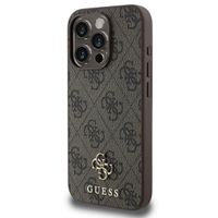 Guess 4G Metal Logo Back Cover MagSafe Apple iPhone 15 - Braun