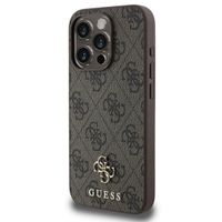 Guess 4G Metal Logo Back Cover MagSafe für das iPhone 15 - Braun