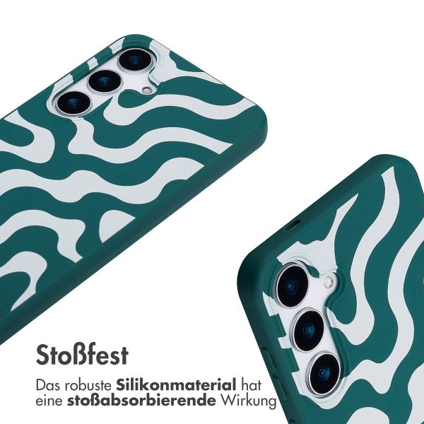 imoshion SilikonHülle design mit Band Samsung Galaxy S25 - Petrol Green Groovy