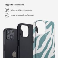 Selencia Vivid Tough Back Cover für das iPhone 13 - Colorful Zebra Pine Blue