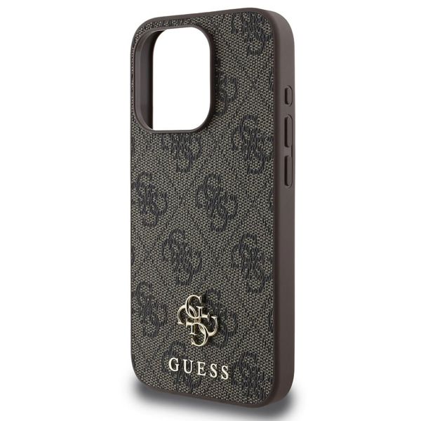 Guess 4G Metal Logo Back Cover MagSafe für das iPhone 15 Pro - Braun