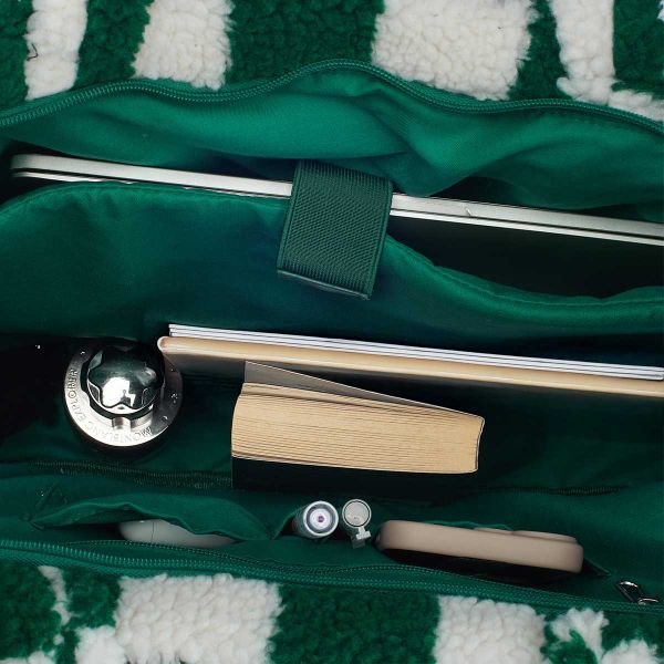 Selencia Zaya Tote Bag - Teddy Laptoptasche 16 Zoll - Checkered Green