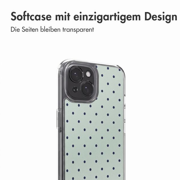 imoshion Design Hülle Apple iPhone 15 - Polka Dot Mintgroen