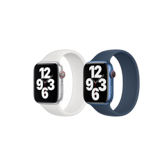 Apple 2 Pack Silikon Solo Loop für Apple Watch | 38/40/41/42 mm - Größe 5 - White/ Abyss Blue