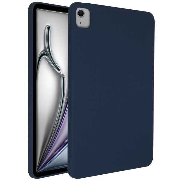 Accezz Liquid Silicone Back Cover mit Stifthalter für das iPad Air 13 Zoll (2024) M2 - Dunkelblau