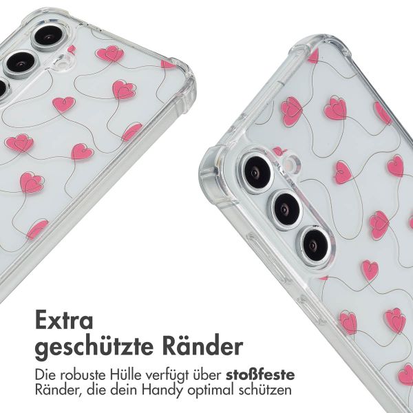imoshion Design Hülle mit Band Samsung Galaxy S24 FE - Dusty Rose Connected Hearts