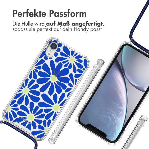 imoshion Design Hülle mit Band Apple iPhone Xr - Cobalt Blue Flowers Connect