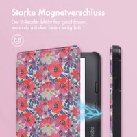 imoshion Design Slim Hard Case Sleepcover mit Stand Kobo Libra 2 / Tolino Vision 6 - Flower Watercolor