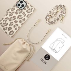 Selencia Sabi Klapphülle mit Leopardenmuster Apple iPhone 12 (Pro) - Soft Ivory