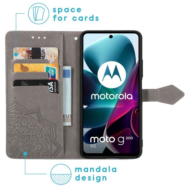 imoshion Mandala Klapphülle für das Motorola Moto G200 - Grau