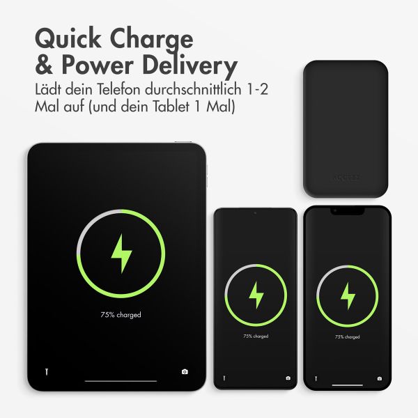 Accezz Powerbank 10.000 mAh mit integrierten Kabeln – Schwarz