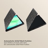 Selencia Sabi Klapphülle mit Leopardenmuster Samsung Galaxy Tab A11 Plus - Midnight Black