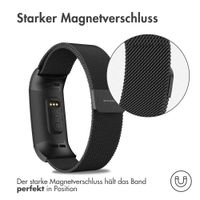 imoshion Mailändische Magnetarmband für das Fitbit Charge 3 / 4 - Größe S - Schwarz