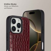 Selencia Nova Croco HandyHülle mit Kordel und Kartenhalter Apple iPhone 16 Pro - Burgundy