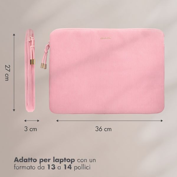 Selencia Cord Laptop Hülle 13-14 Zoll - Laptop Sleeve - Soft Blush