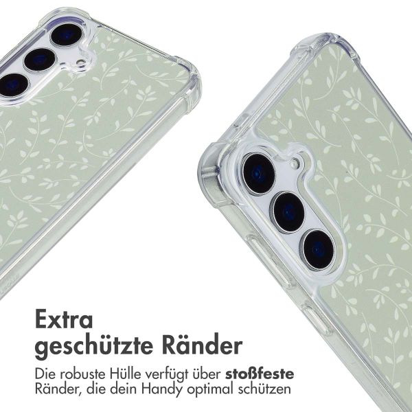 imoshion Design Hülle mit Band Samsung Galaxy S25 - Smoke Green Flowers