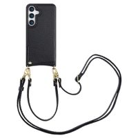 Selencia Nova Handyhülle mit Kordel und Kartenhalter Samsung Galaxy S25 - Schwarz