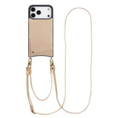 Selencia Nova Croco HandyHülle mit Kordel und Kartenhalter Apple iPhone 18 Pro / 17 Pro - Beige
