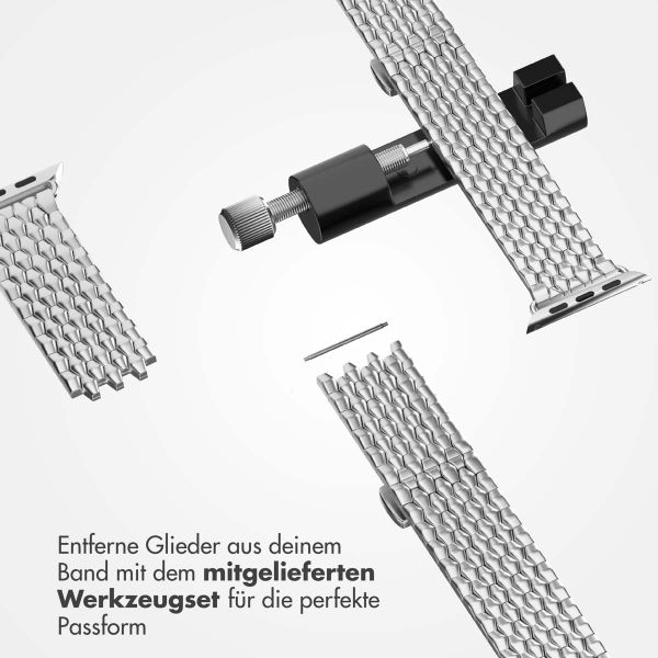 Selencia Drachenarmband aus Stahl für die Apple Watch Series 1 bis 9 / SE (38/40/41 mm) | Series 10 (42 mm) - Silber