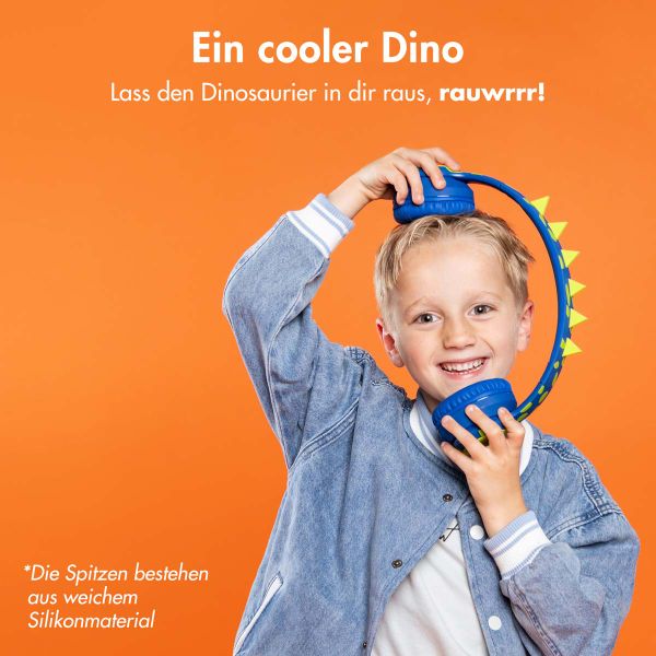 imoshion Kabellose Kinderkopfhörer Dino LED Light - Dezibelbegrenzer - Mit AUX-Kabel - Cobalt Blue / Lime