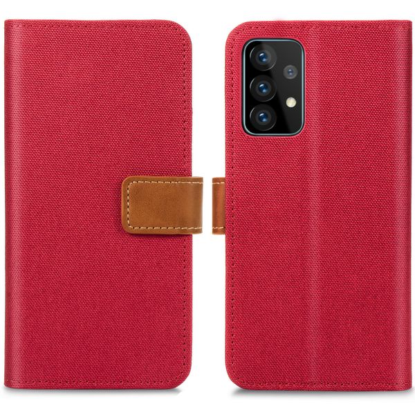 imoshion Luxuriöse Canvas-Klapphülle Samsung Galaxy A52(s) (5G/4G) -Rot