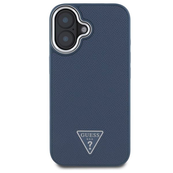 Guess Grained Triangle Case MagSafe für das iPhone 16 - Blue