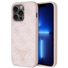 Guess 4G Logo Triangle Strass Back Cover für das Apple iPhone 15 Pro - Rosa