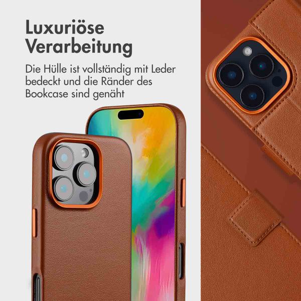 Accezz 2-in-1 Klapphülle aus Leder mit MagSafe für das Apple iPhone 16 Pro - Sienna Brown