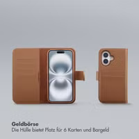 Selencia Olyn Abnehmbare Bookcase mit MagSafe Apple iPhone 16 - Braun