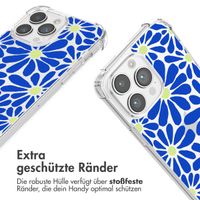 imoshion Design Hülle mit Band Apple iPhone 14 Pro Max - Cobalt Blue Flowers Connect